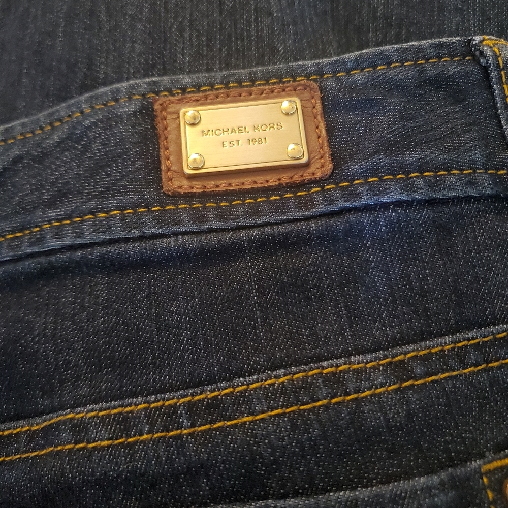 Michael Kors dark wide leg blue jeans.  Size 10